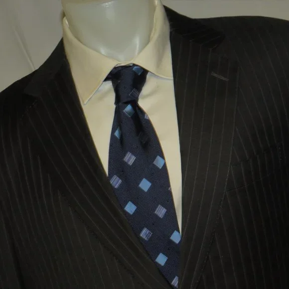 Canali 13320 Drop 7 Gray Striped Two Button Suit 42L